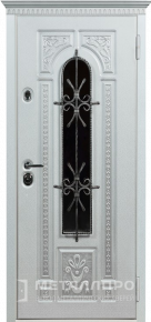 Дверь металлическая «Белая уличная входная дверь с МДФ в частный дом со стеклом» с внешней стороны МДФ ПВХ