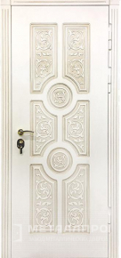 Дверь металлическая «Входная дверь для загородного дома с белыми панелями МДФ (слоновая кость)» с внешней стороны МДФ ПВХ