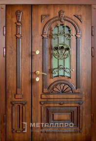 Дверь металлическая «Парадная двустворчатая дверь в дом» с внешней стороны Массив дуба