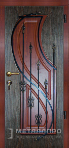 Дверь металлическая «Металлическая дверь для частного дома с ковкой» с внешней стороны МДФ ПВХ