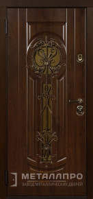 Дверь металлическая «Входная утепленная дверь с отделкой МДФ со стеклом в частный дом» с внутренней стороны МДФ ПВХ