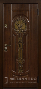 Дверь металлическая «Входная утепленная дверь с отделкой МДФ со стеклом в частный дом» с внешней стороны МДФ ПВХ