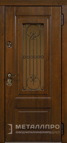 Дверь металлическая «Входная утепленная дверь с МДФ в частный дом со стеклом» с внешней стороны МДФ ПВХ