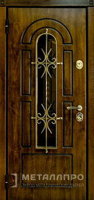 Дверь металлическая «Уличная входная дверь с МДФ в частный дом со стеклом» с внутренней стороны МДФ ПВХ