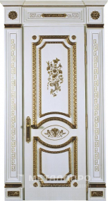Дверь металлическая «Белая парадная металлическая дверь элит класса с патиной» с внешней стороны Массив дуба
