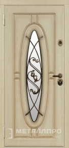 Дверь металлическая «Уличная входная дверь с МДФ в частный дом со стеклом цвета белёный дуб» с внутренней стороны МДФ ПВХ