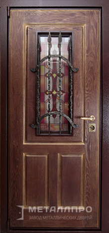Фото внутренней стороны двери «Входная дверь со стеклом и ковкой в коттедж» c отделкой Массив дуба