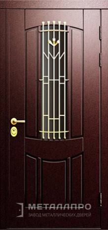 Фото внешней стороны двери «Входная дверь со стеклом и ковкой в частный дом №2» c отделкой МДФ ПВХ
