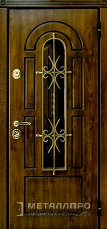 Фото внешней стороны двери «Уличная входная дверь с МДФ в частный дом со стеклом» c отделкой МДФ ПВХ