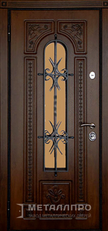 Фото внутренней стороны двери «Входная дверь в частный дом с отделкой МДФ ковкой и стеклом» c отделкой МДФ ПВХ