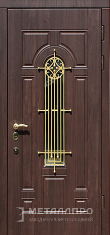 Фото внешней стороны двери «Уличная входная дверь с МДФ со стеклом и ковкой в частный дом №2» c отделкой МДФ ПВХ