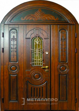 Фото внешней стороны двери «Арочная входная дверь с массивом дуба» c отделкой Массив дуба