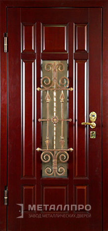 Фото внутренней стороны двери «Входная дверь со стеклом и ковкой в частный дом» c отделкой МДФ ПВХ